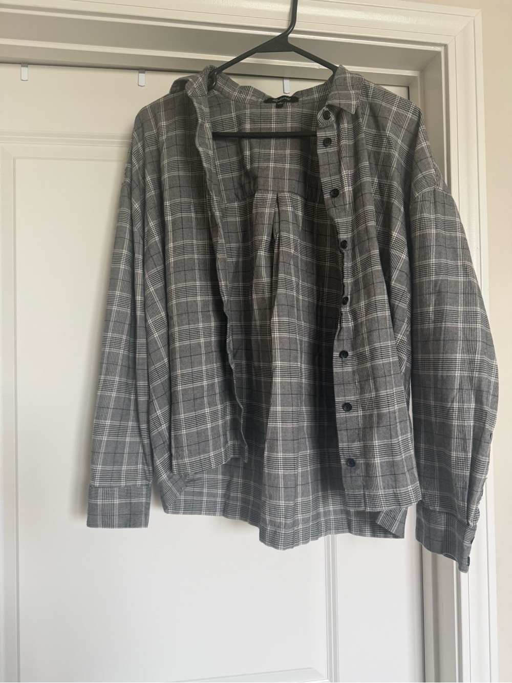 Gray Plaid Button-Up Shirt